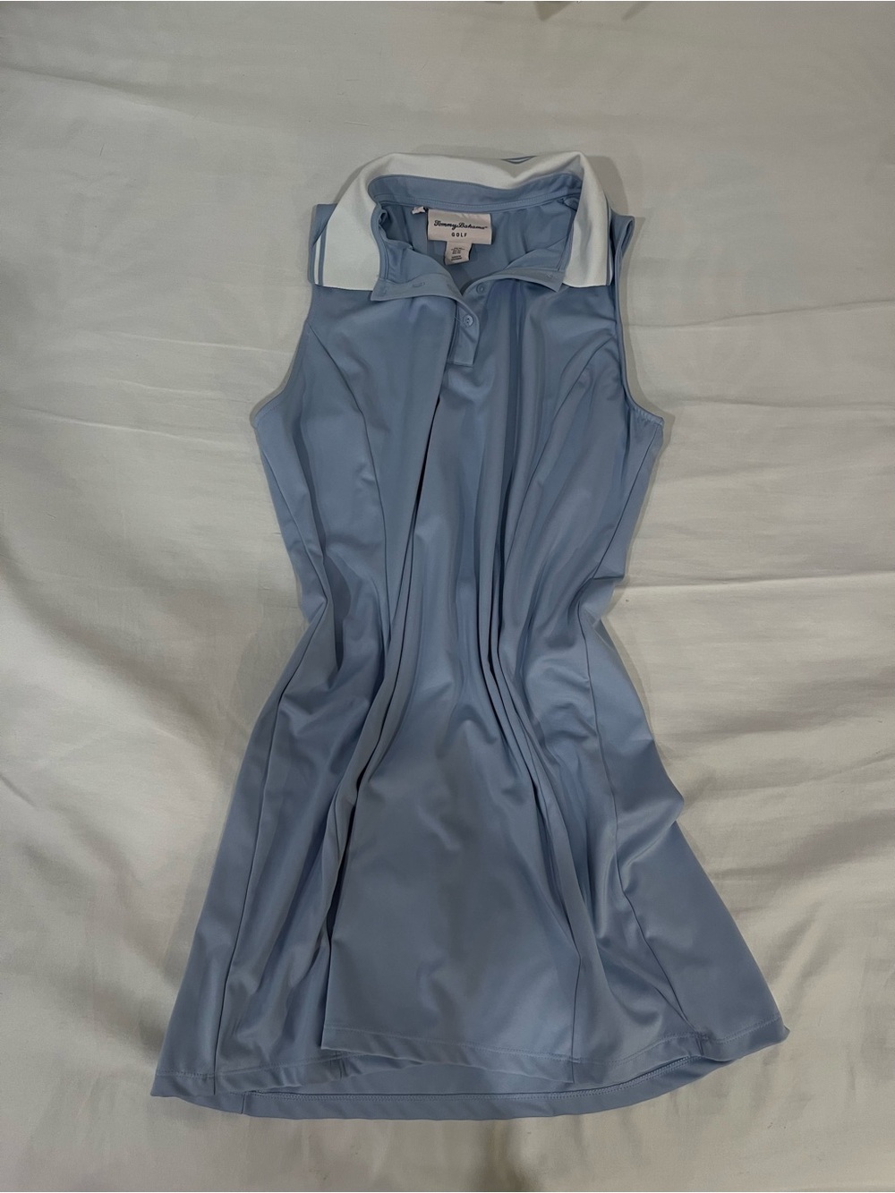 Tommy Bahama Golf Collared Sleeveless Light Blue White Dress XL